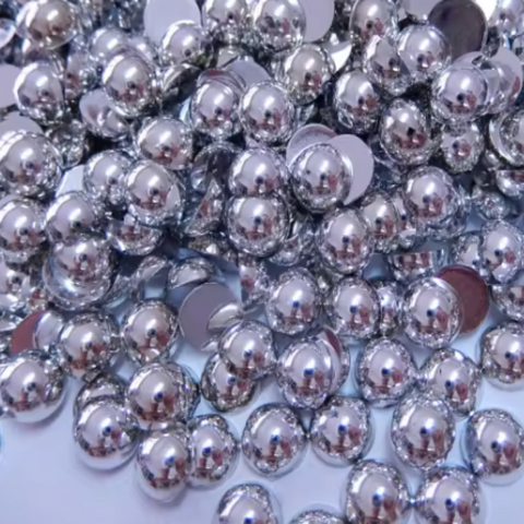 Silver Surfer Domed Flatback Pearls MIX