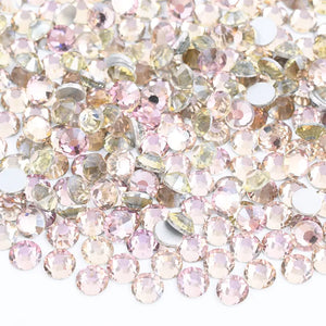 champagne pink glass rhinestones with golden pink shades.