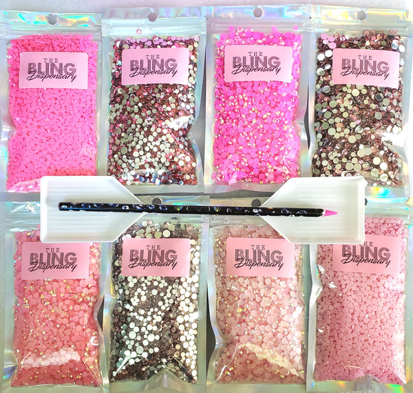 All Pink Resin Rhinestone Kit (3mm-6mm size)