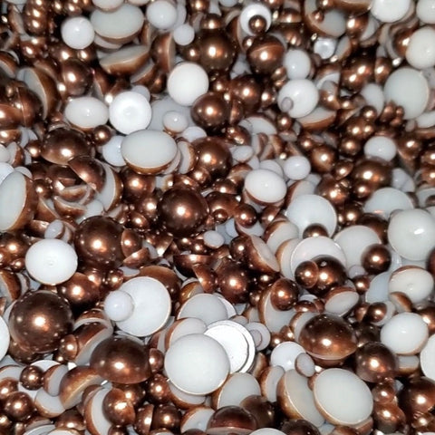 Chocolate Domed Flatback Pearls MIX