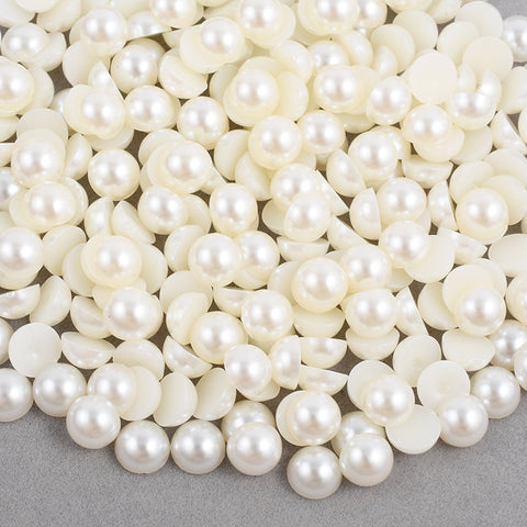 Off White Domed Flatback Pearls MIX