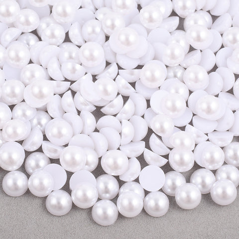 Pearly White Domed Flatback Pearls MIX
