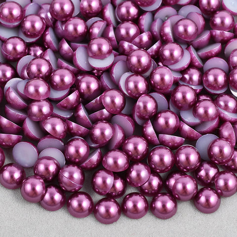 Plum Purple Domed Flatback Pearls MIX